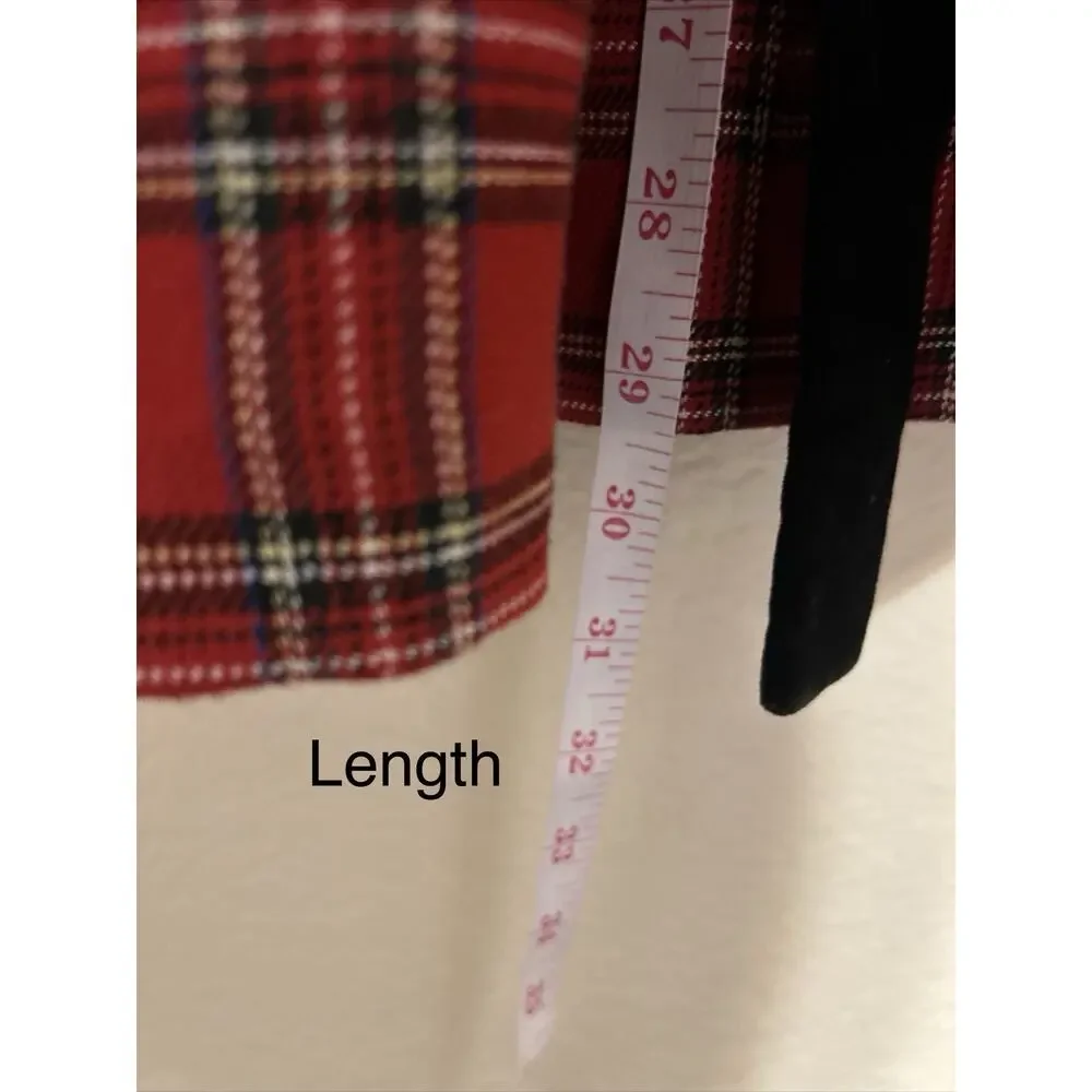 Vintage Rare Editions Dress Red Plaid Black Velvet Buttons Collar Holiday Sz 6